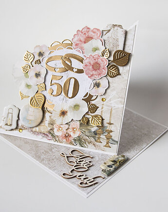 50 rocznica ślubu, złote gody, kartka 3d, Papiernik