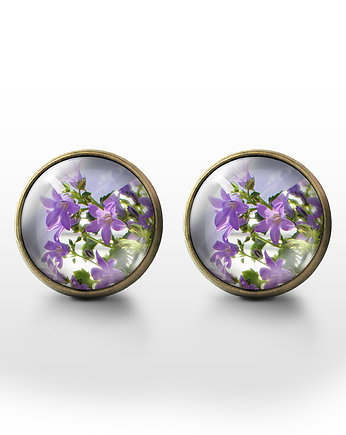 Kolczyki sztyfty - Fioletowy kwiat - brąz, yenoo