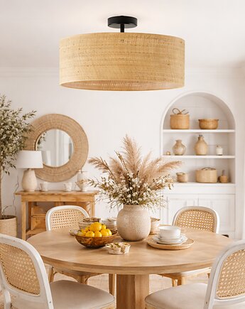 Rattanowy plafon sufitowy nad stół do jadalni WENECJA BOHO fi - 40 cm, LYSNE