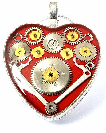 Wisior silver heart (Red) II, DROBINY CZASU