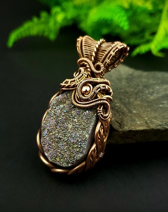Wisiorek z kwarcem tytanowym, Blue Pearl Art