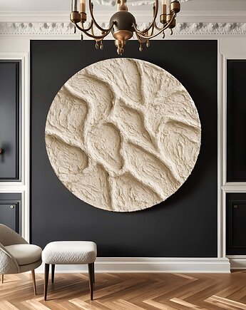 BEZZO Obraz strukturalny okrągły duży designerski ręcznie malowany, art and texture