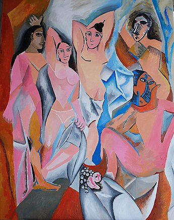 Duży obraz olej na płótnie pablo picasso panny z Awinion, alice oil on canvas