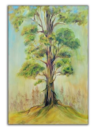 Obraz olejny ręcznie malowany 40x60 cm autorski oryginalny las drzewo, Galeria Alma