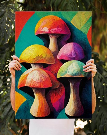 Plakat Kolorowe Grzyby, Abstraktoria