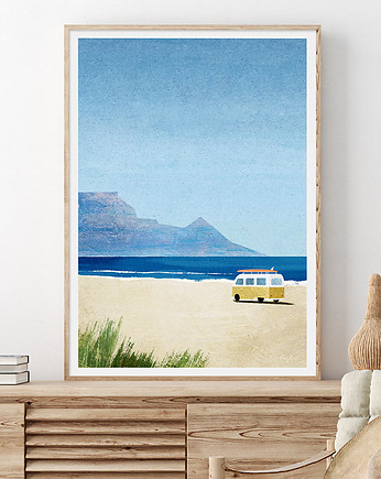 Plakat Kamper na plaży - surfing, minimalmill