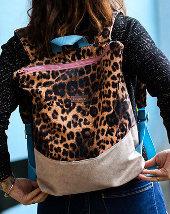 Plecak z suwakiem panterka, raspberi