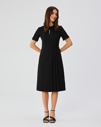 Sukienka z ozdobnymi zakładkami na boku - czarna(S-361), STYLE