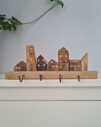 Rustykalny wieszak na klucze, drewniane domki, W moim domku