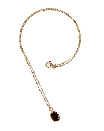 Złoty naszyjnik z fasetowanym granatem w stylu Vintage, Blooming Stones