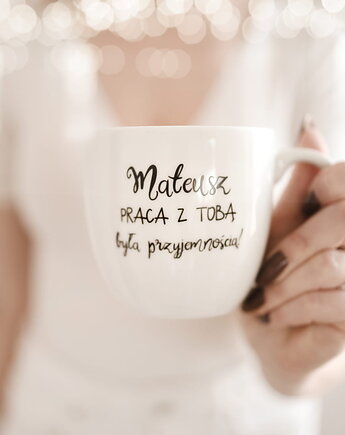 Biały kubek porcelanowy z personalizacją 300 ml - personalizacja  imienia z n, Nadzwyczajnie