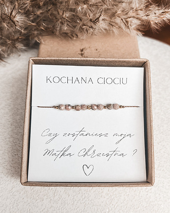 Beżowa bransoletka prezent dla Matki Chrzestnej, Tiny Stone