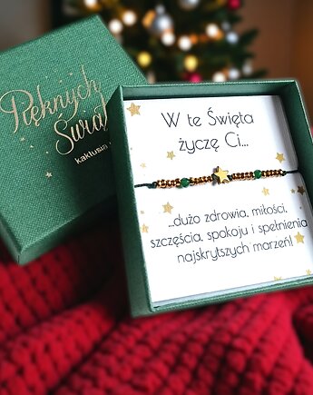 WYSYŁKA 24h Świąteczna bransoletka - na prezent - świąteczne pudełko, kaktusia