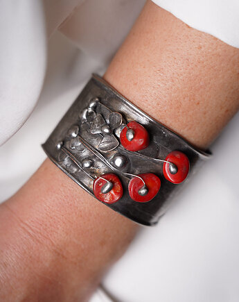 Bransoletka z koralem naturalnym, cynamonn