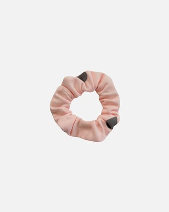 Scrunchie gumka frotka wąska - różowa w krople, Zdunetti