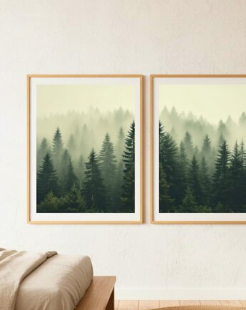 DWA PLAKATY natura zdjecie leśny krajobraz zielona galeria ścienna, black dot studio