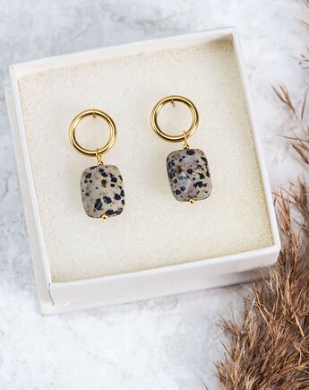 Kolczyki z jaspisem dalmatyńskim, baj.KA