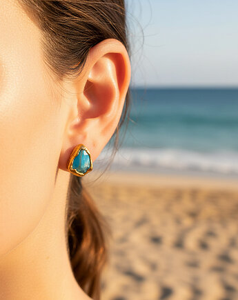 Kolczyki Sztyfty Niebieski Apatyt, TulipBIJOU