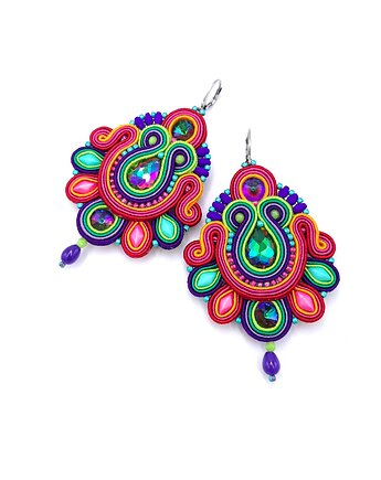 Kolczyki sutasz handmade kolorowe barwne energetyczne wiosenne Onea, Katrina Rossa