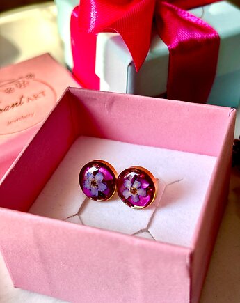 Kolczyki niezapominajki na różu, Frant Art Jewellery