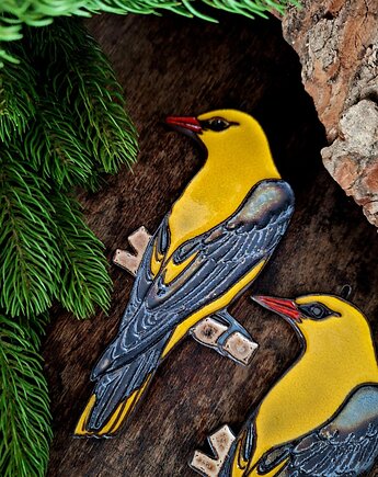 Ceramiczny ptak 2 sztuki dekoracja ścienna, Wooden Love