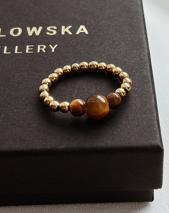 Pierścionek elastyczny Tygrysie Oko, Chmolowska Jewellery
