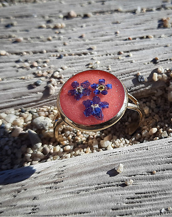 Mały pierścionek z niezapominajkami, Figa handmade accessories
