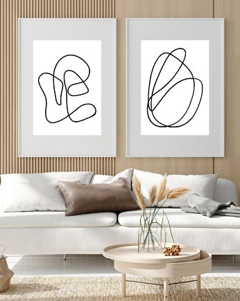 DWA PLAKATY abstrakcyjne linie minimalistyczne, black dot studio