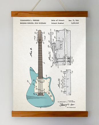 Gitara elektrycza Fender patent - plakat A3, minimalmill