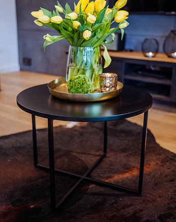 Stella black- okrągły czarny stolik kawowy, ława kawowa, stolik, Papierowka Simple form of furniture