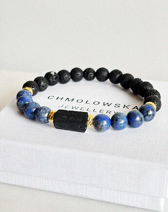Bransoletka męska Sodalit  i Turmalin, Chmolowska Jewellery