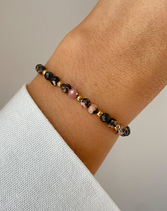 Bransoletka na gumce - rodonit z hematytem, Bring Biżuteria