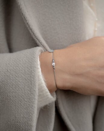 Bransoletka ze spękanym Kryształem Górskim, w hand works