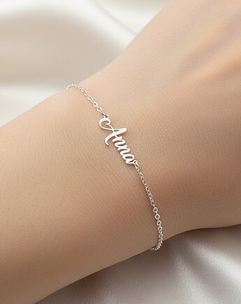 Srebrna Bransoletka z Imieniem dowolny napis, ZaNa Design