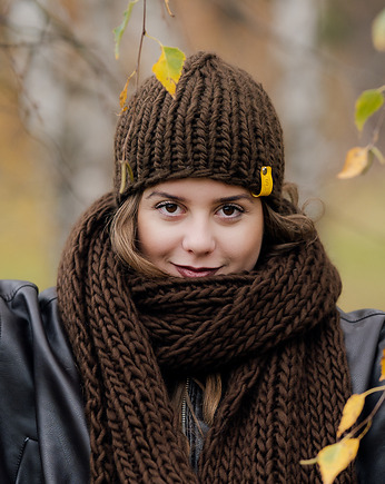 Krótka czapka z wełny peruwiańskiej czekolada, sploteka