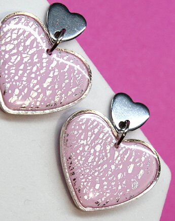 VALENTINE kolczyki różowe serca na walentynki, Mintique