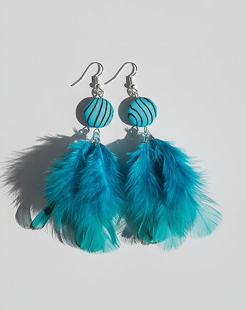 Niebieskie kolczyki z piórkami, All My Jewelry