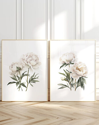 Białe Piwonie - Zestaw dwóch grafik, Paperblue Studio