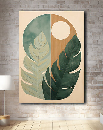 Tropikalne liście - Plakat - Loft, Minimalizm #83, Black Sapphire Art