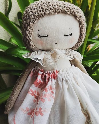 Przytulanka welurowa Baletnica beżowa handmade, POCO handmade