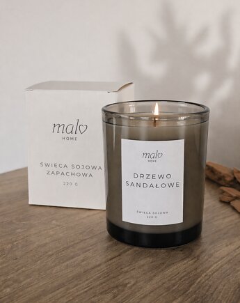 Świeca sojowa zapachowa Drzewo Sandałowe 220 g, Malvhome