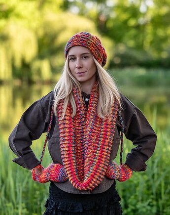 Komin MERINO 100% Przygaszone Czerwienie, Brain Inside
