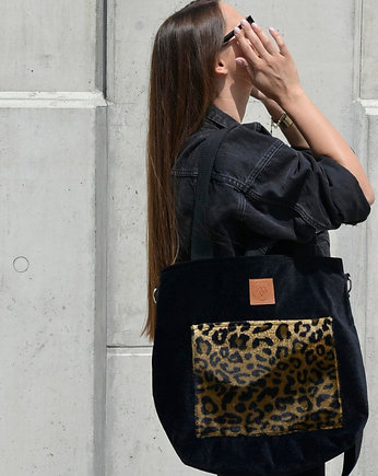 Torba szopper z weluru "Mili Chic MC6" -  czarna, Militu