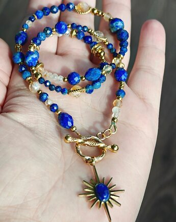 Klasyczny lapis lazuli cytryn kryształ górski, NESSING handmade