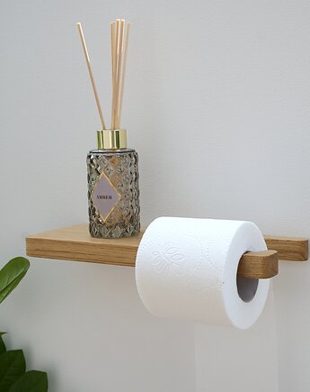 Minimalistyczny uchwyt  na papier toaletowy z półką, POZYTYWNIE W DREWNIE