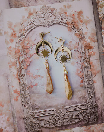 Kolczyki sopel kwarcu, brzoskwiniowe, Okruszek Biżuteria