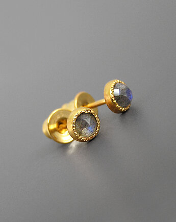 Kolczyki z labradorytem, srebro pozłacane, Pastelove Jewelry