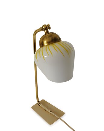 Lampka Mid Century vintage, lata 60., mosiądz i szkło, stolikowa, E27, Relikt design