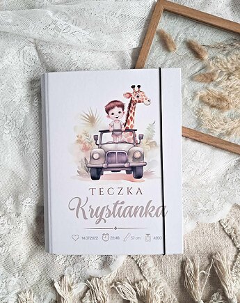 TECZKA SAFARI z imieniem, prezent na chrzest, narodziny dla chłopca, LOO LOO DREAM