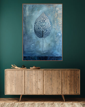 Abstrakcyjne liście - Plakat, druk - Chiński Orient, Harmonia Zen #82, Black Sapphire Art